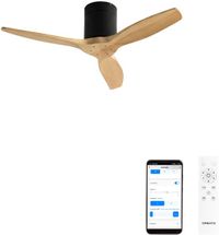 Stille Ventilateur de plafond 40W avec pales techniques en ABS - S - Noir / Aspect bois clair - WIFI - WIND CALM