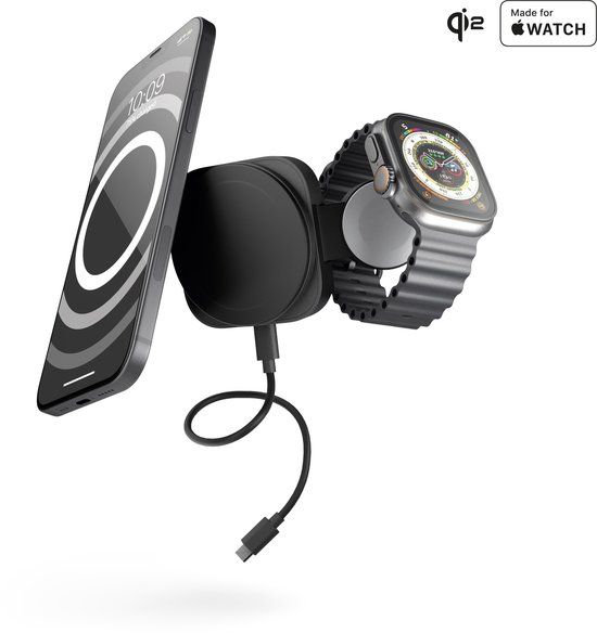 Zens Travel Charger Pro 2 2× Qi2 15 W draadloze lader iPhone en Apple Watch Zwart