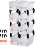 VEVOR Stapelboxen, 276x140x130mm (8-Pack), Transparant