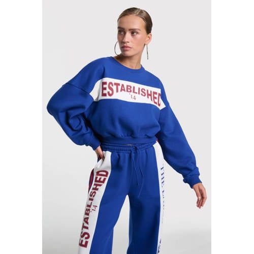 Alix the Label sweater met backprint blauw
