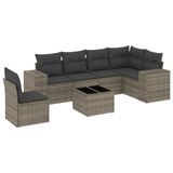 vidaXL Loungeset met Kussens, Poly Rattan, Grijs