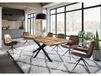 Table à manger en bois de manguier 260x100x74 naturel laqué / Epoxy noir, support Spider rond anthracite mat EPOXY