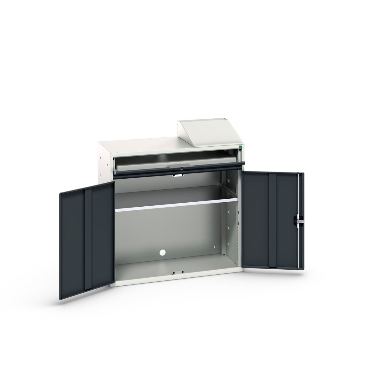 Bott Verso Computerkast | 1050x550x1130mm | 1 Legbord | 1 Schuiflade | 2 Deuren | RAL 7016