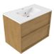 Saniclass Holz Frame Badkamermeubelset - 80x45x62cm - Vygo keramische wastafel wit - 1 wasbak - 1 kraangat - 2 lades - mat eiken natural (hout) SW1578576/SW804531