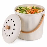Merkloos / Sans marque Relaxdays Gft-afvalbakje - 5,6 liter - met koolfilters - wit