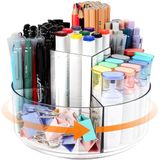 Hiborateed Pennenhouder voor op bureau, 5 vakken, 360° draaibaar, van acryl, voor potloden, markeerstiften en kunstbenodigdheden, organizer voor kantoor, thuis of school