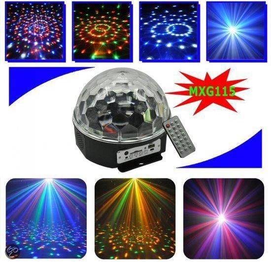 Moonlight discobal LED met muziek mp3 speler - Zwart