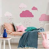 Muursticker Scandinavië wolken meisje H60 x B70 cm