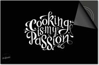 Dietrix Inductie beschermer 78x52 - afdekplaat inductie mat - Quotes - Cooking is my Passion Zwart
