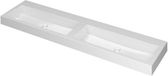 Wastafel INK Momento Wastafel Polystone Dubbel Zonder Kraangaten - 1800x450x90 mm - Glans Wit