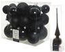 Decoris Boules de Noël plastique noir 6-8-10 cm 27 pièces - mix mat et brillant - incluant étoile de sapin verre 26 cm