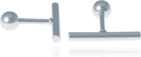 LGT JWLS Lookinggoodtoday Staaf oorbellen edelstaal Bar T Zilverkleurig