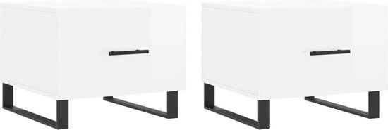 vidaXL Salontafels - Set van 2 - 50x50x40 cm - Bewerkt Hout - Hoogglans Wit