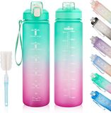 Ibenzoa® Gourde motivante de 1 litre avec marqueurs de temps pour le sport et l'usage quotidien