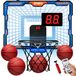 Mini basketbalset deur - basketbalkorf binnen - LED 7 kleuren - afstandsbediening - teller met geluid - 4 ballen