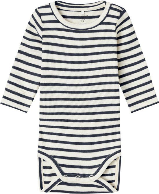 NAME IT NBNBANI LS BODY NOOS Baby Bodies Unisex Dark Sapphire Gestreept Lange mouw 57% biologisch katoen / 38% modal / 5% elastaan Maat 56