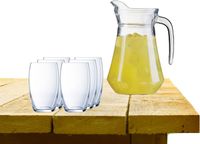 LUMINARC carafe/pichet verre 1,6L avec 6x pièces Versailles verres à boire/eau 375 ml