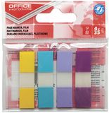 OFFICE PRODUCTS indexplakstrips, PP, 12 x 43 mm, 4 x 35 vellen, verschillende kleuren, pastel