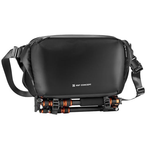 K&F Concept Camera-rugzak, schoudertas, vierkante tas, fotograaf, rechthoekig, cameratas, compatibel met Canon/Nikon/Sony, rugzak, zwart, L, riem