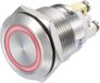 Tru Components 1273002 GQ19F-10E/R/12V/S Drukschakelaar 48 V/DC 3 A 1x uit/(aan) Moment Rood IP65