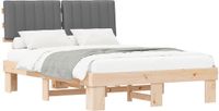 vidaXL Bedframe met gevoerd hoofdeinde, lichtgrijs, 140 x 200 cm
