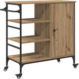 vidaXL Keuken Trolley Artisan Eiken 87.5 x 39 x 84.5 cm Bewerkt hout