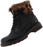 Mustang dames Tex enkellaarsje zwart/leopard gevoerd