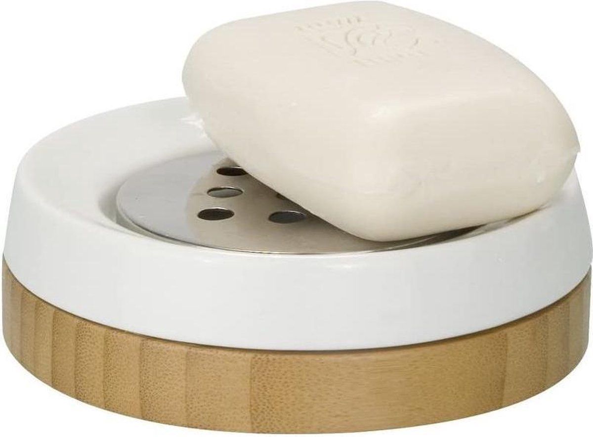 WENKO Zeephouder Bamboo 11,5 X 3,8 Cm Keramiek/bamboe Wit