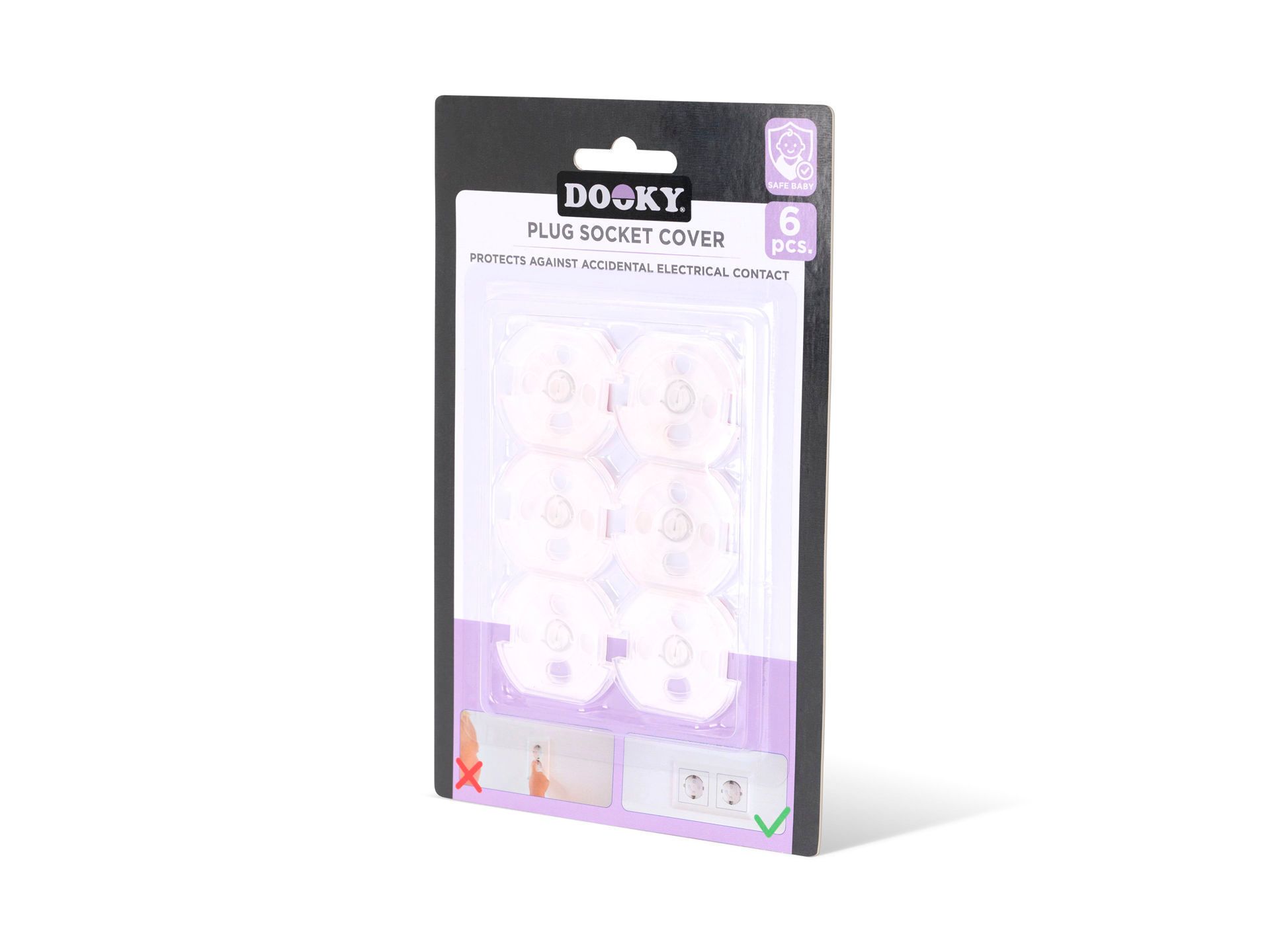 Dooky Stopcontactbeschermers – 6x Kinderveilige Plug Covers – Wit