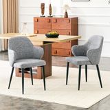 STILVORA Eetkamerstoel 83 Cm – Set Van 2 – Brede Omsluitende Rugleuning – Voor Eetkamer En Werkkamer – Stof Grijs