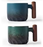 Tasses à expresso en céramique avec poignée en bois