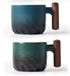 Tasses à expresso en céramique avec poignée en bois
