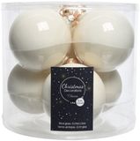 Decoris Kerstballen - 18 stuks - wit - 8 cm - glas
