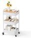 Chariot de cuisine à roulettes - Acier avec plateau MDF - 3 niveaux - Roulettes pivotantes - 42 x 71 x 27 cm