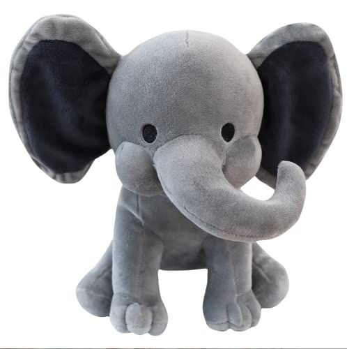 NatureMan Olifant gevulde dieren - kawaii pluche speelgoed voor baby, jongen, meisjes pluche speelgoed geschenken - geweldig voor kinderkamer, kamerdecoratie, 25 cm (grijs)