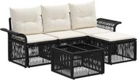 vidaXL Tuinbankenset 5-delig Zwart Polyrattan