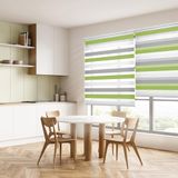 Blindecor Lira Estor Rolling Double stof, dag en nacht, Tricolor 120 x 180 cm, pistache grijs, polyester