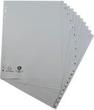Exacompta 20x Tabbladen met bedrukte tabs in gerecycled PP - 20 tabs - 1 tot 20 - A4 - Grijs - 1721E