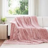 vidaXL - Dekentjes - 6 stuks - Roze - 240 x 220 cm - Fleece