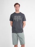 LERROS Sportief T-shirt van katoen met een stoere sloganprint, Maat: XL, Kleur: LAVA GREY