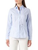 Seidensticker Damesblouse, hemdblouse, slimfit, lange mouwen, effen, 100% katoen, lichtblauw geruit, 46