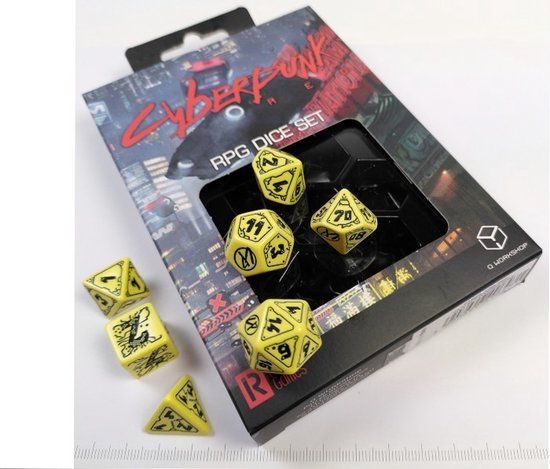 Q-Workshop Cyberpunk - Red Dice Set - Danger Zone (7) - Yellow