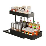 Keukenorganizer, gootsteenorganizer, keuken, spoelkast, organizer, kastorganizer, badkamerorganizer, lade-organizer, keukenrek, organizer voor keuken, badkamer, schoonmaakmiddelen, wasmiddel (zwart)