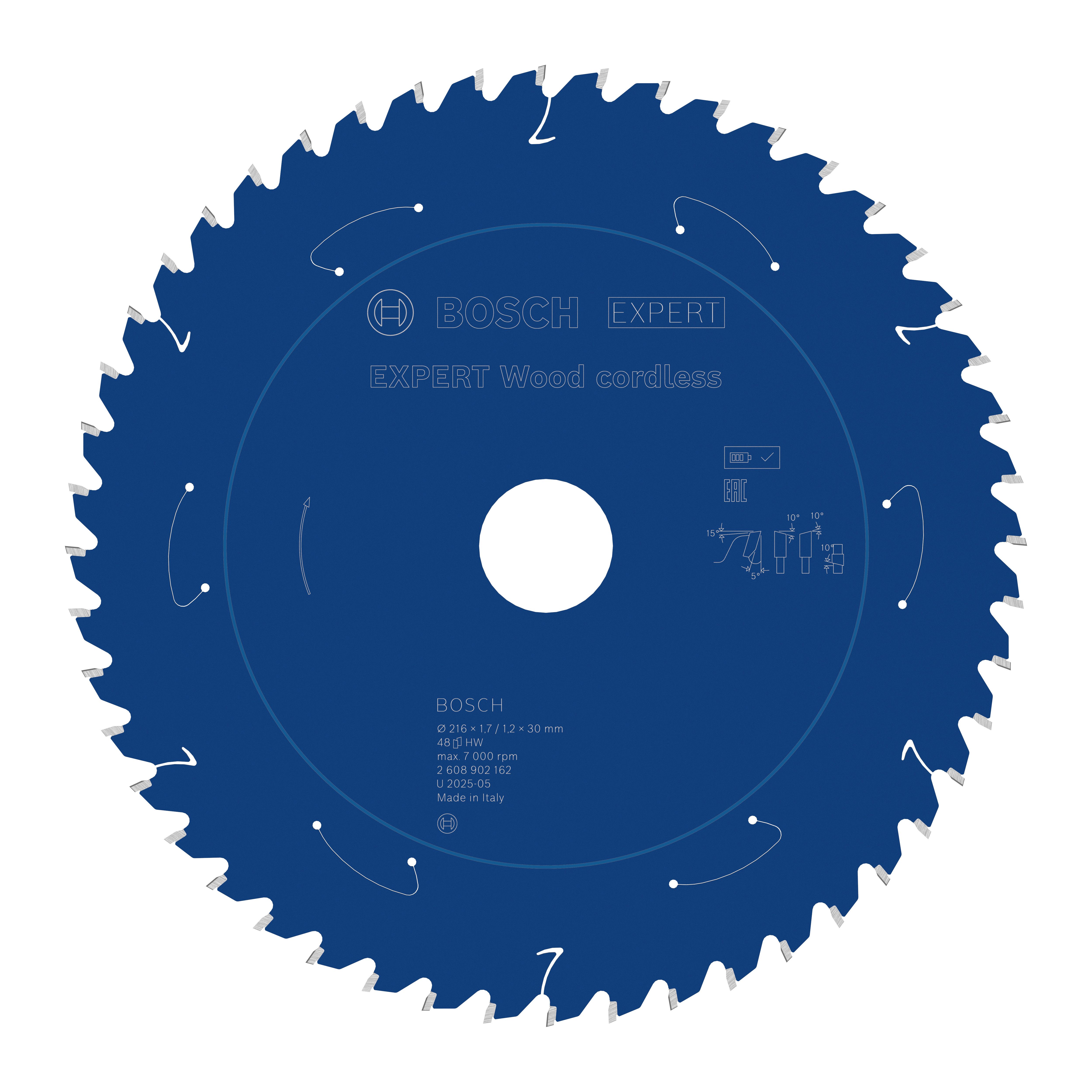 Bosch Accessoires EXPERT Wood cordless Cirkelzaagblad | 216 x 1,7/1,2 x 30 mm | T48 - 2608902162