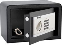 Auronic Elektronische Kluis - Cijferslot - Sleutel - Muurbevestiging - 4,3cm Deur - 130dB Alarm - 8L - 31x20x20cm - Staal - Zwart