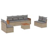 vidaXL Loungeset met kussens, polyrotan, beige