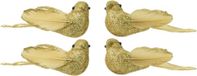 Decoris décorations de sapin de Noël oiseaux sur clip - 4x pièces - or - mousse - 11 cm