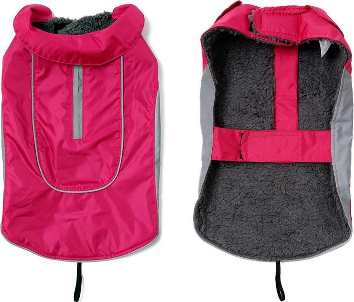 Doegly Warm sportief waterafstotend hondenjasje met reflector - XXL - ROZE