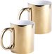 Makito Western Europe Tasse à café/tasse à thé - 2x - Or métallique - céramique - 350 ml
