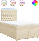 vidaXL Boxspringbed met matras, stof, crèmekleurig, 120x190 cm